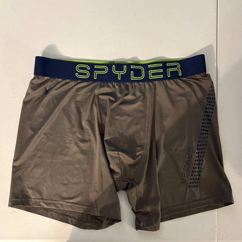 Spyder Men's Brown Boxer Briefs with Blue Waistband